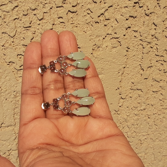 925 multi Gemstone Chandelier Style Earrings. - Picture 3 of 4